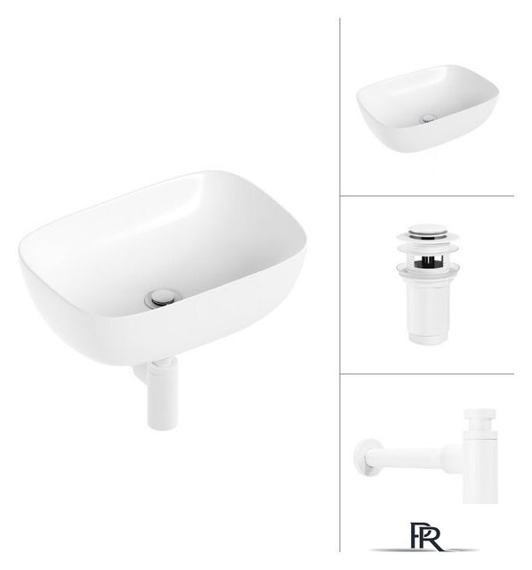 Умывальник Lauter 21493A + клапан 21190W + сифон 21635W (белый матовый) - Изображение №1 — Интернет-магазин ПроЗаказ