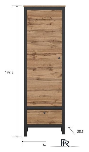 Шкаф распашной Black Red White Loft REG1D1S (дуб вотан/черный) - Изображение №4 — Интернет-магазин ПроЗаказ