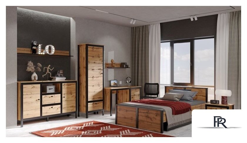 Шкаф распашной Black Red White Loft REG1D1S (дуб вотан/черный) - Изображение №3 — Интернет-магазин ПроЗаказ
