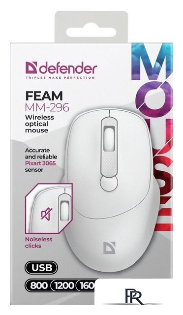 Мышь Defender Feam MM-296 (белый) - Изображение №2 — Интернет-магазин ПроЗаказ