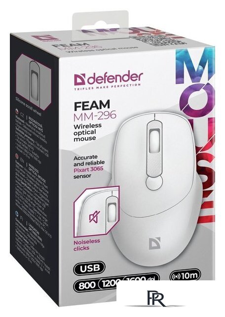 Мышь Defender Feam MM-296 (белый) - Изображение №3 — Интернет-магазин ПроЗаказ