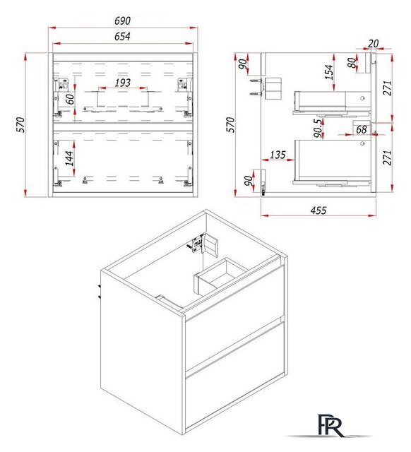  ЗОВ Тумба под умывальник Парма 70 P70LWP0MWHMC1A-LDSPW (белый/белый галифакс) - Изображение №7 — Интернет-магазин ПроЗаказ