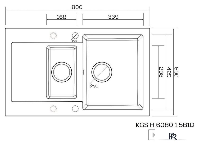 Кухонная мойка Kernau KGS H 6080 1.5B1D Deep Black - Изображение №2 — Интернет-магазин ПроЗаказ