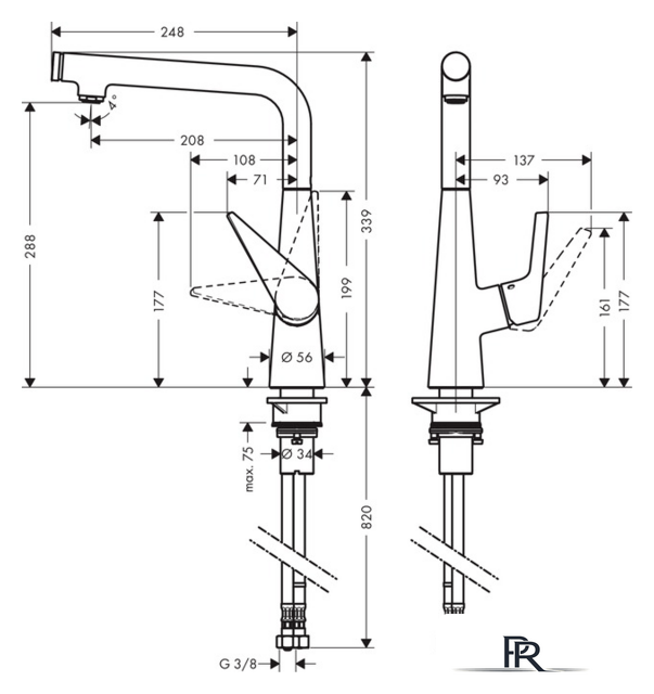 Смеситель Hansgrohe Talis Select S 72820800 - Изображение №2 — Интернет-магазин ПроЗаказ