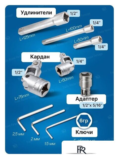 Универсальный набор инструментов FORSAGE F-41082-5EURO(51311) - Изображение №5 — Интернет-магазин ПроЗаказ