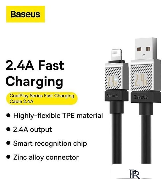 Кабель Baseus CoolPlay Series USB Type-A - Lightning (1 м, черный) - Изображение №13 — Интернет-магазин ПроЗаказ