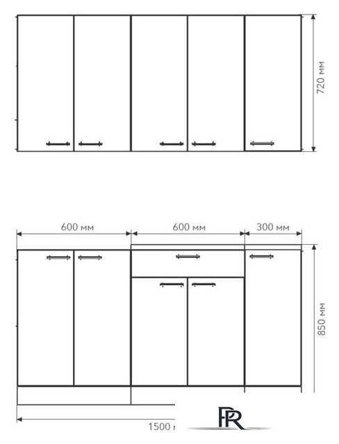 Готовая кухня Агута Альфа 1.5 (глиняный серый/сатин/дуб бунратти) - Изображение №2 — Интернет-магазин ПроЗаказ