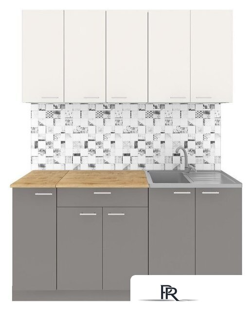 Готовая кухня Агута Альфа 1.5 (глиняный серый/сатин/дуб бунратти) - Изображение №1 — Интернет-магазин ПроЗаказ