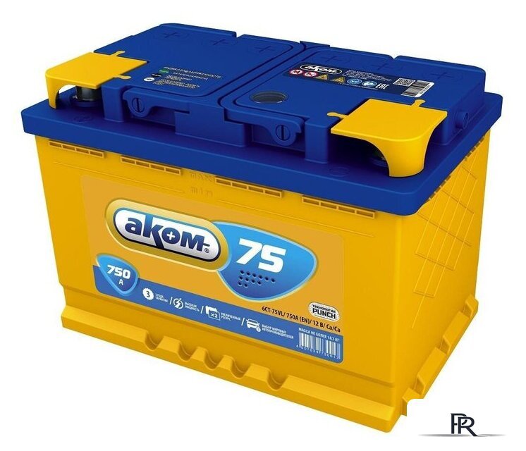 Автомобильный аккумулятор AKOM 6СТ-75VL R+ (75 А·ч) - Изображение №1 — Интернет-магазин ПроЗаказ