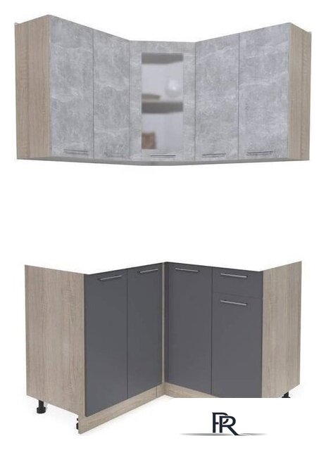 Готовая кухня Интерлиния Мила 12x12 без столешницы (бетон/антрацит) - Изображение №1 — Интернет-магазин ПроЗаказ