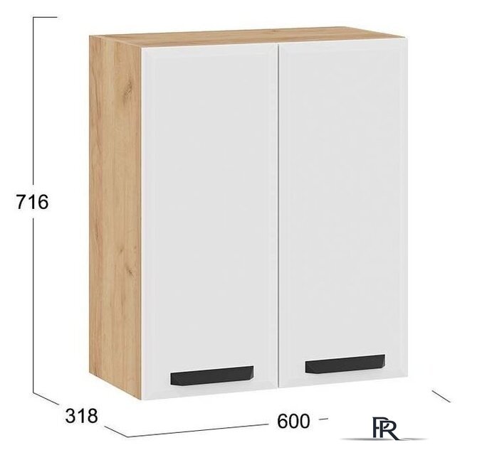Шкаф навесной Трия Тиана 1В6 (дуб крафт золотой/белый супермат) - Изображение №3 — Интернет-магазин ПроЗаказ