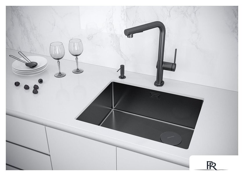 Кухонная мойка Paulmark NEXT-SKEW 54 UNI PM885444-GM (черный/вороненая сталь) - Изображение №3 — Интернет-магазин ПроЗаказ