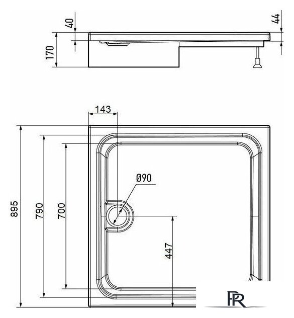 Душевой поддон Erlit 90x90x17 ER9017H-1 - Изображение №3 — Интернет-магазин ПроЗаказ