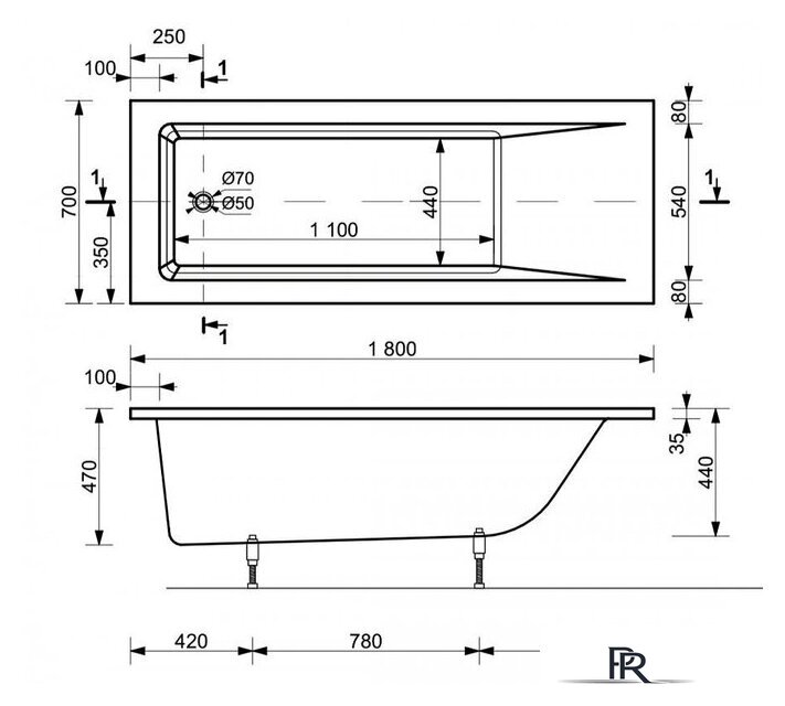 Ванна Эстет Дельта 180x70 ФР-00010113 - Изображение №8 — Интернет-магазин ПроЗаказ
