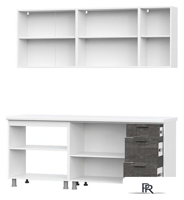 Готовая кухня SV-Мебель Модус 2.0м ЛДСП без столешниц (белый/цемент светлый/камень темный) - Изображение №3 — Интернет-магазин ПроЗаказ