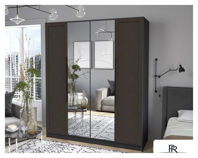 Шкаф распашной Интерлиния Концепт Тренд КТ-Ш4(з) (антрацит/дуб английский) - Изображение №5 — Интернет-магазин ПроЗаказ