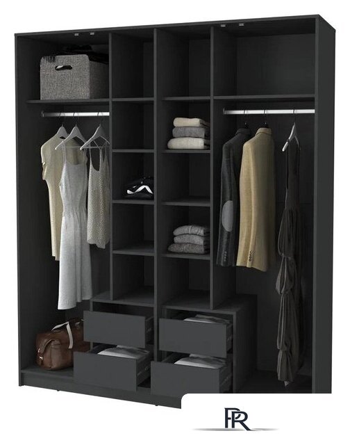 Шкаф распашной Интерлиния Концепт Тренд КТ-Ш4(з) (антрацит/дуб английский) - Изображение №3 — Интернет-магазин ПроЗаказ