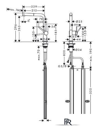 Смеситель Hansgrohe Talis M54 72809000 - Изображение №2 — Интернет-магазин ПроЗаказ