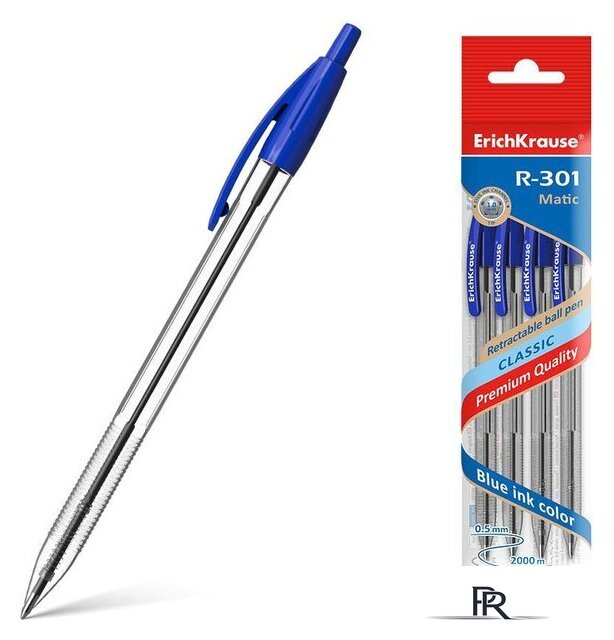 Набор шариковых ручек Erich Krause R-301 Classic Matic синий 46750 (4 шт) - Изображение №1 — Интернет-магазин ПроЗаказ