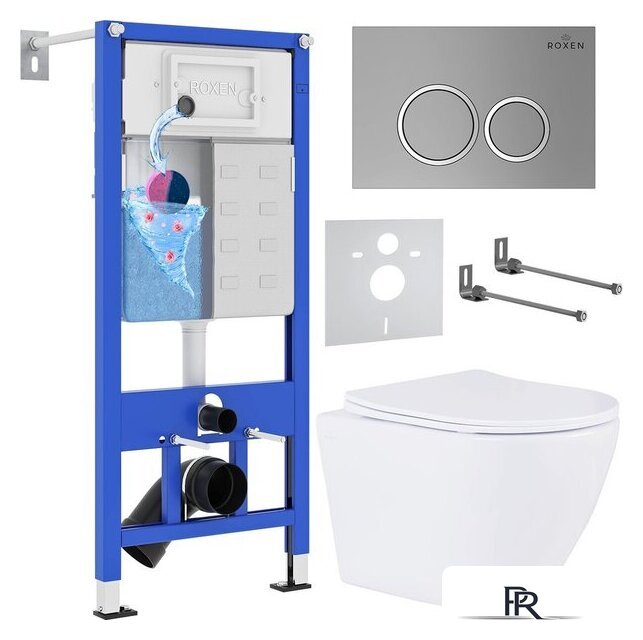 Унитаз подвесной Roxen Antares One Rimless 6 в 1 StounFix Dual Fresh 524734 (кнопка: матовая) - Изображение №1 — Интернет-магазин ПроЗаказ