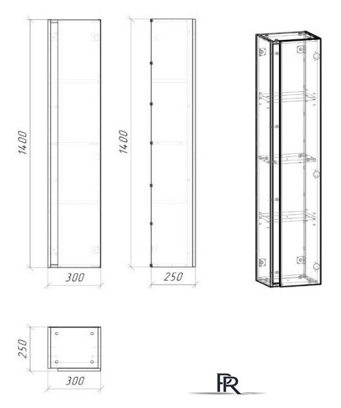  Grossman Шкаф-пенал Юнит 30 208015 (кадена лайт) - Изображение №4 — Интернет-магазин ПроЗаказ