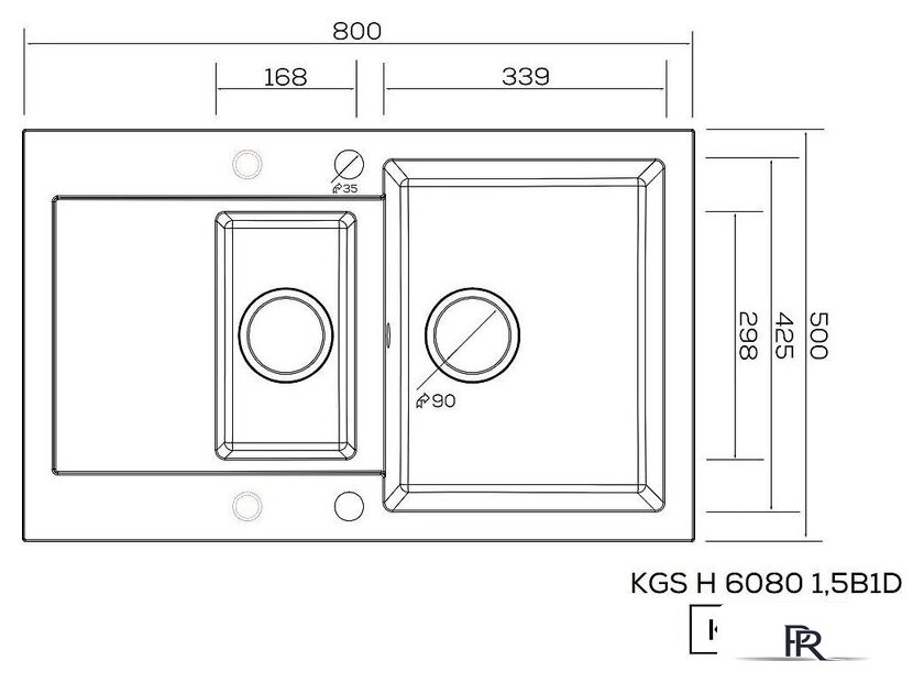 Кухонная мойка Kernau KGS H 6080 1.5B1D Graphite - Изображение №2 — Интернет-магазин ПроЗаказ