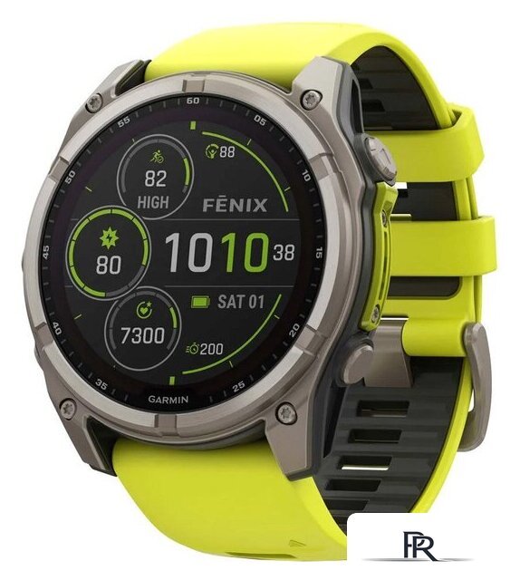 Умные часы Garmin Fenix 8 Solar, Sapphire 51мм (титановый, желтый силиконовый ремешок) - Изображение №1 — Интернет-магазин ПроЗаказ