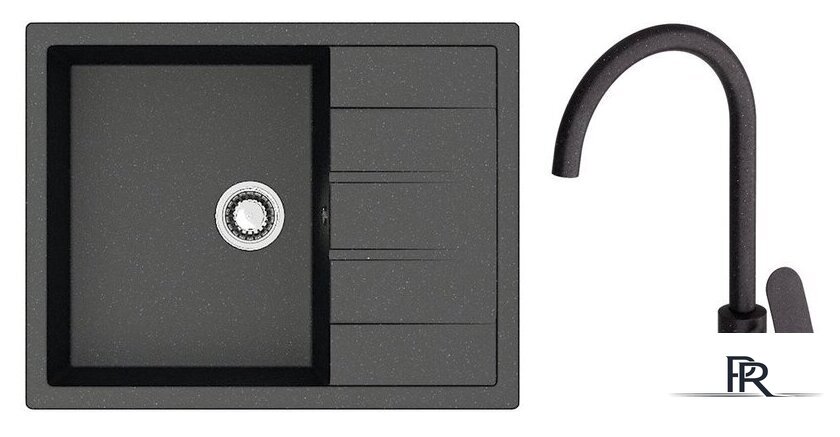 Кухонная мойка Berge BR-6502 + Like F8007122 (черный) - Изображение №1 — Интернет-магазин ПроЗаказ