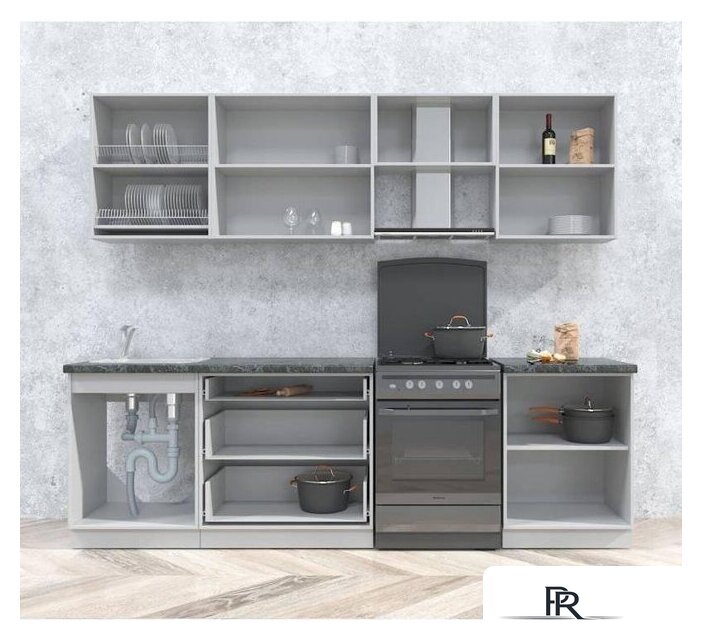 Готовая кухня Интерлиния Интерлиния Мила Матте 2.6 Б (белый/белый/опал светлый) - Изображение №4 — Интернет-магазин ПроЗаказ