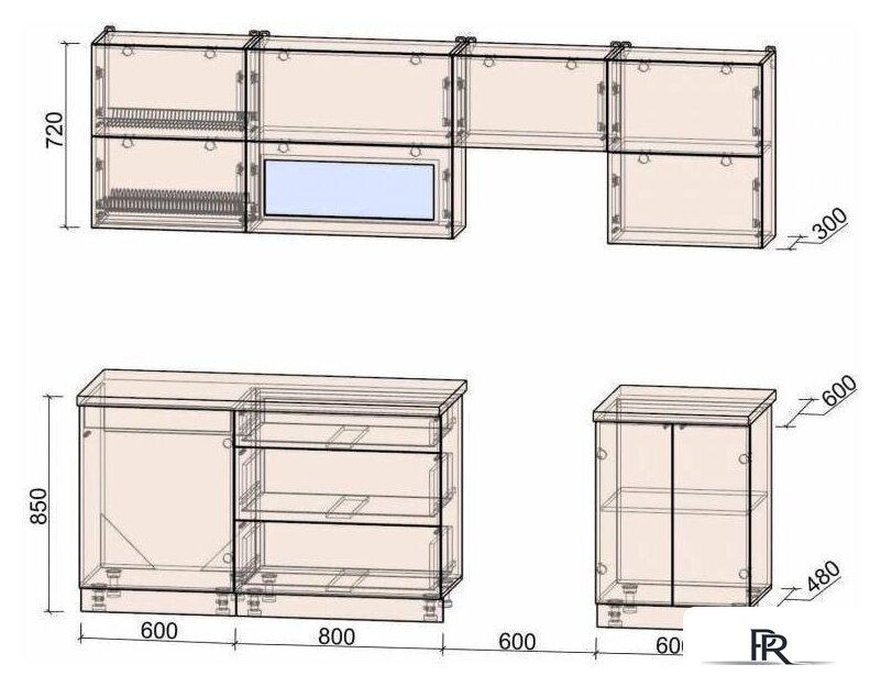 Готовая кухня Интерлиния Интерлиния Мила Матте 2.6 Б (белый/белый/опал светлый) - Изображение №5 — Интернет-магазин ПроЗаказ