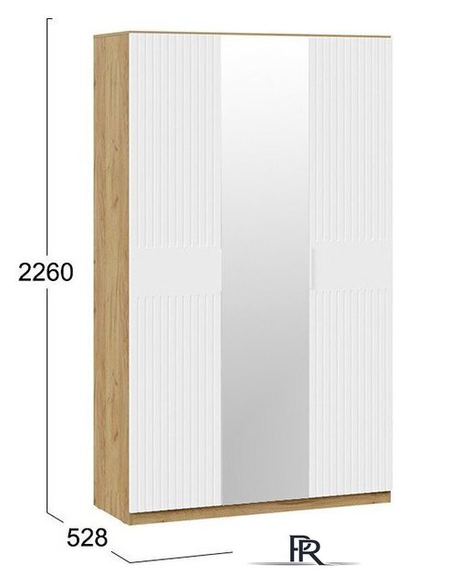 Шкаф распашной Трия Хилтон комбинированный (дуб крафт золотой/белый матовый) - Изображение №5 — Интернет-магазин ПроЗаказ