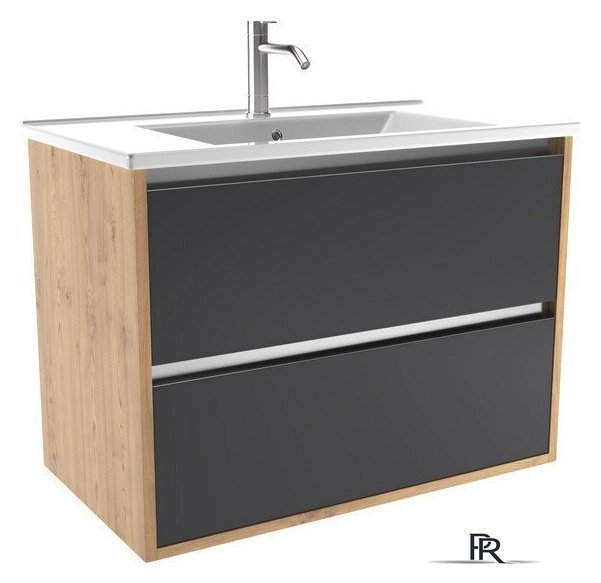  ЗОВ Тумба с умывальником Парма 80 P80LHO0MBPMC1A-OL80 (дуб/черный) - Изображение №1 — Интернет-магазин ПроЗаказ