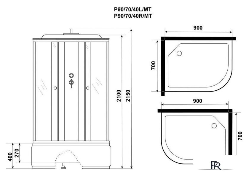 Душевая кабина Niagara Promo P90/70/40R/MT 90x70x215 - Изображение №3 — Интернет-магазин ПроЗаказ