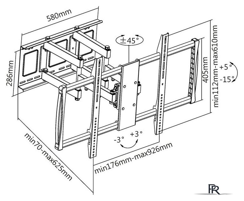 Кронштейн для телевизора Ultramounts UM914 (черный) - Изображение №3 — Интернет-магазин ПроЗаказ