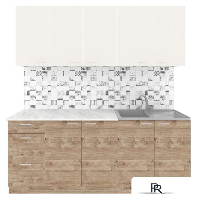 Готовая кухня Агута Альфа 2.0 (дуб золотой/сатин/этория) - Изображение №1 — Интернет-магазин ПроЗаказ