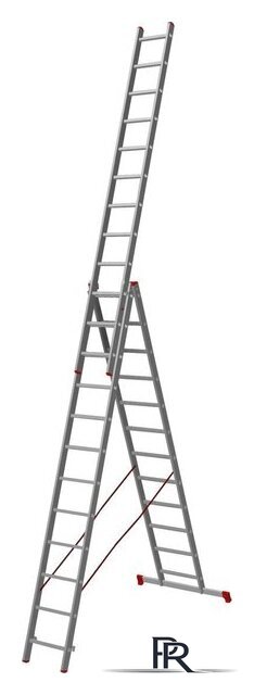 Лестница-стремянка Новая высота NV 123 алюминиевая трёхсекционная 3x12 ступеней - Изображение №2 — Интернет-магазин ПроЗаказ