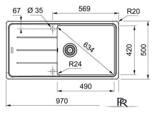 Кухонная мойка Franke Basis BFG 611-97 114.0716.318 (серый сланец) - Изображение №3 — Интернет-магазин ПроЗаказ