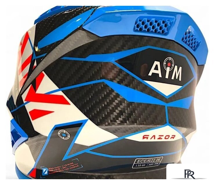 Мотошлем AIM RH855 Carbon Razor RH855R-DBR-S (S, синий/красный) - Изображение №11 — Интернет-магазин ПроЗаказ