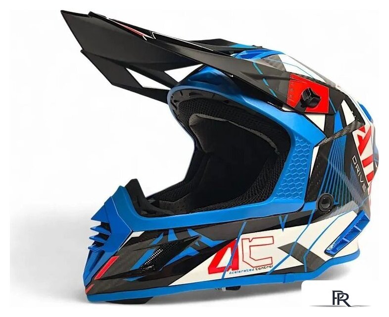 Мотошлем AIM RH855 Carbon Razor RH855R-DBR-S (S, синий/красный) - Изображение №2 — Интернет-магазин ПроЗаказ