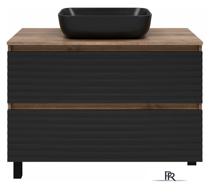  Brevita Тумба под умывальник Dakota DAK-07100-19/02-2Я (черный/темное дерево) - Изображение №1 — Интернет-магазин ПроЗаказ