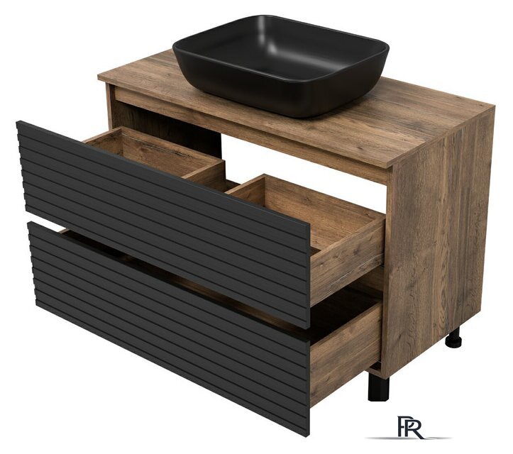  Brevita Тумба под умывальник Dakota DAK-07100-19/02-2Я (черный/темное дерево) - Изображение №4 — Интернет-магазин ПроЗаказ