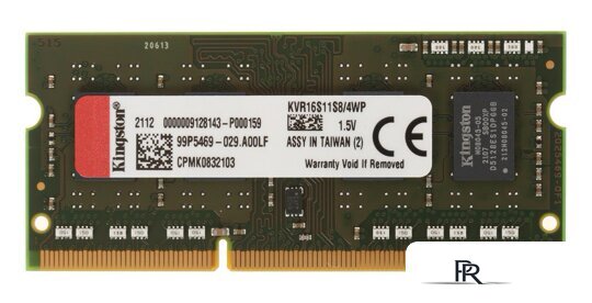 Оперативная память Kingston ValueRAM 4GB DDR3 SODIMM PC3-12800 KVR16S11S8/4WP - Изображение №1 — Интернет-магазин ПроЗаказ