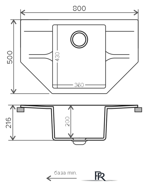Кухонная мойка Polygran Riff-800 (белый хлопок 36) - Изображение №2 — Интернет-магазин ПроЗаказ