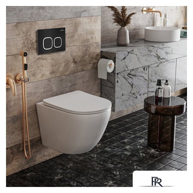 Унитаз подвесной Roxen Antares One Rimless 6 в 1 StounFix Dual Fresh 543169 (кнопка: черный матовый) - Изображение №10 — Интернет-магазин ПроЗаказ