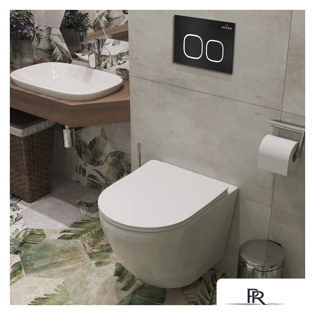 Унитаз подвесной Roxen Antares One Rimless 6 в 1 StounFix Dual Fresh 543169 (кнопка: черный матовый) - Изображение №12 — Интернет-магазин ПроЗаказ