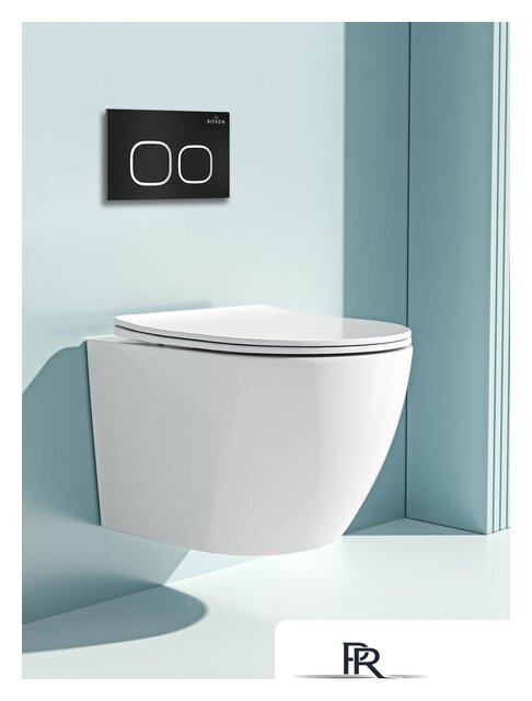 Унитаз подвесной Roxen Antares One Rimless 6 в 1 StounFix Dual Fresh 543169 (кнопка: черный матовый) - Изображение №9 — Интернет-магазин ПроЗаказ