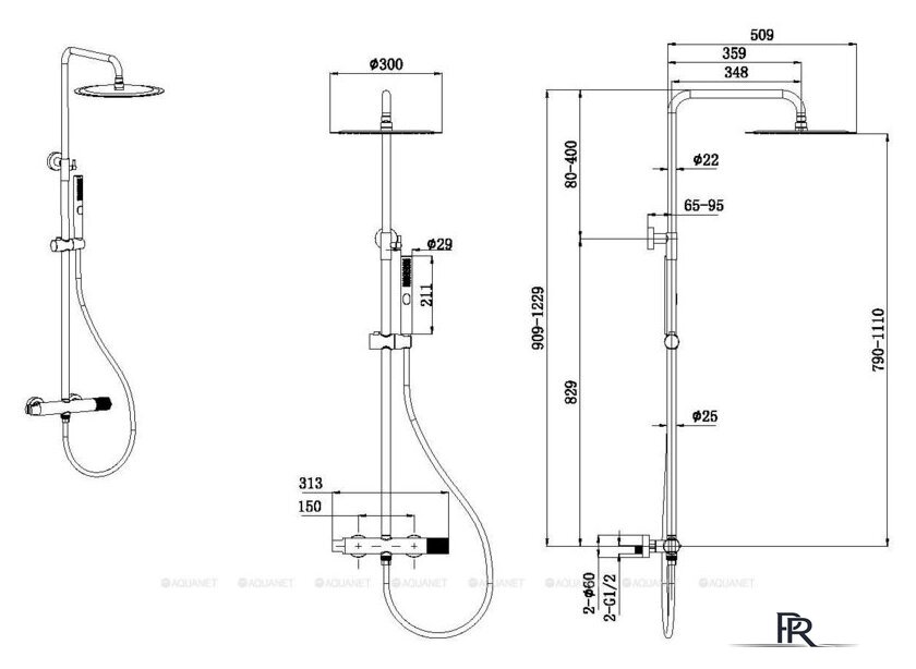 Душевая система  Allen Brau Liberty 5.33007-00 - Изображение №2 — Интернет-магазин ПроЗаказ