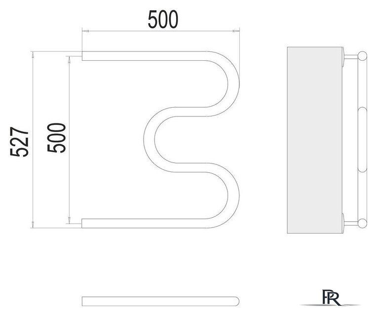 Полотенцесушитель TERMINUS М-образный 3/4 500x500 (боковое подключение, хром) - Изображение №3 — Интернет-магазин ПроЗаказ