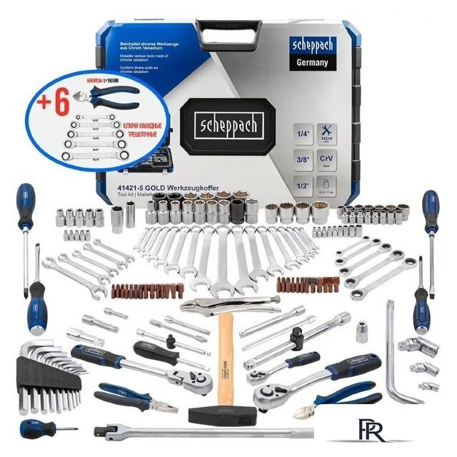 Универсальный набор инструментов Scheppach Sch-41421-5 Gold (148 предметов) - Изображение №1 — Интернет-магазин ПроЗаказ