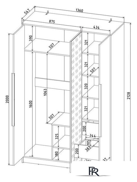 Шкаф-купе Интерлиния Концепт КТ-Ш3з (белый платинум/белый платинум) - Изображение №5 — Интернет-магазин ПроЗаказ